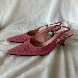 Lilly Pulitzer Pink Slingback Heels Womens Size 6.5 Alligator Print VTG Italy